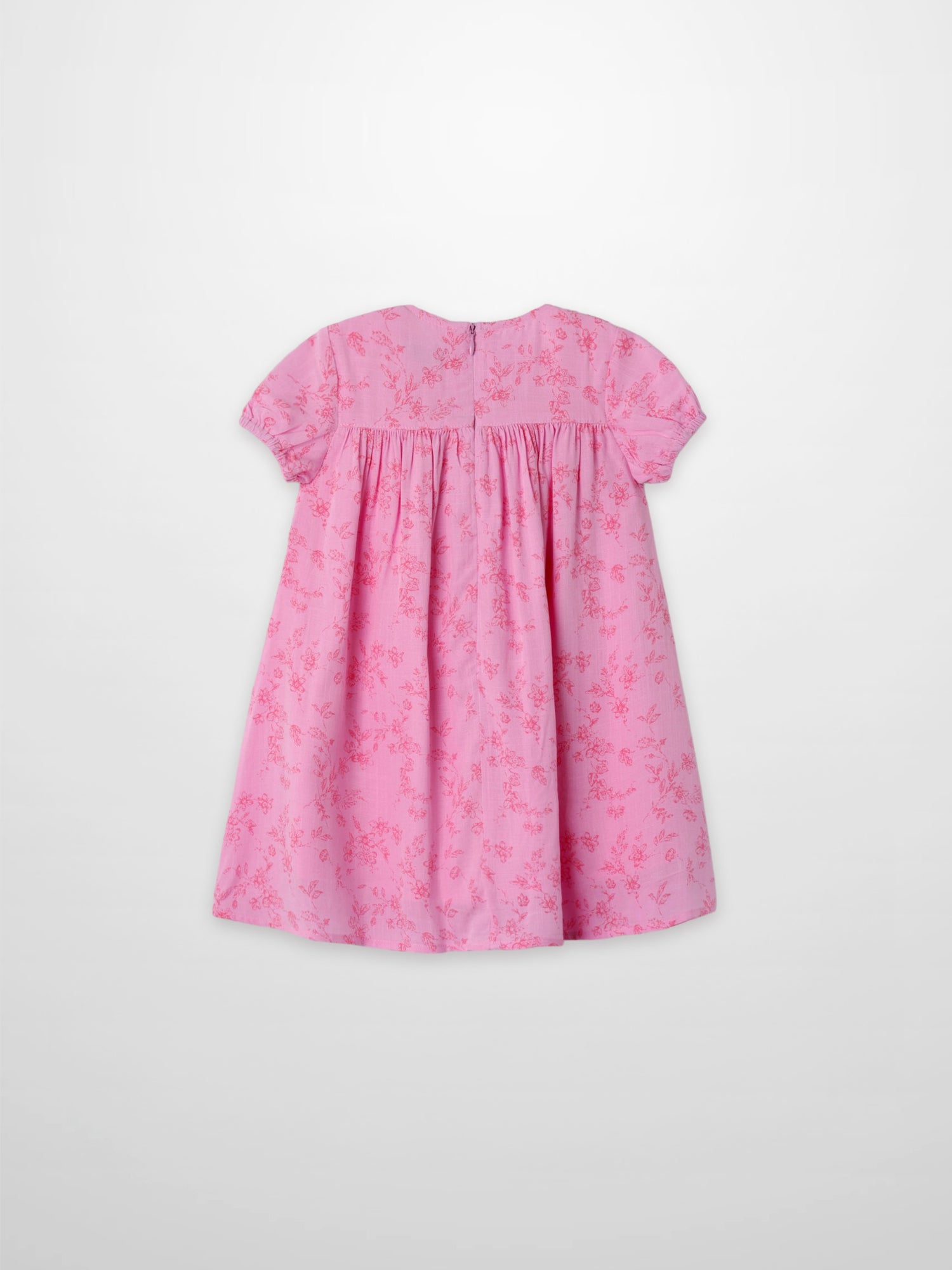 Pink Flower Dress - Short Sleeve by Adee; girls dressy floral print dress.
