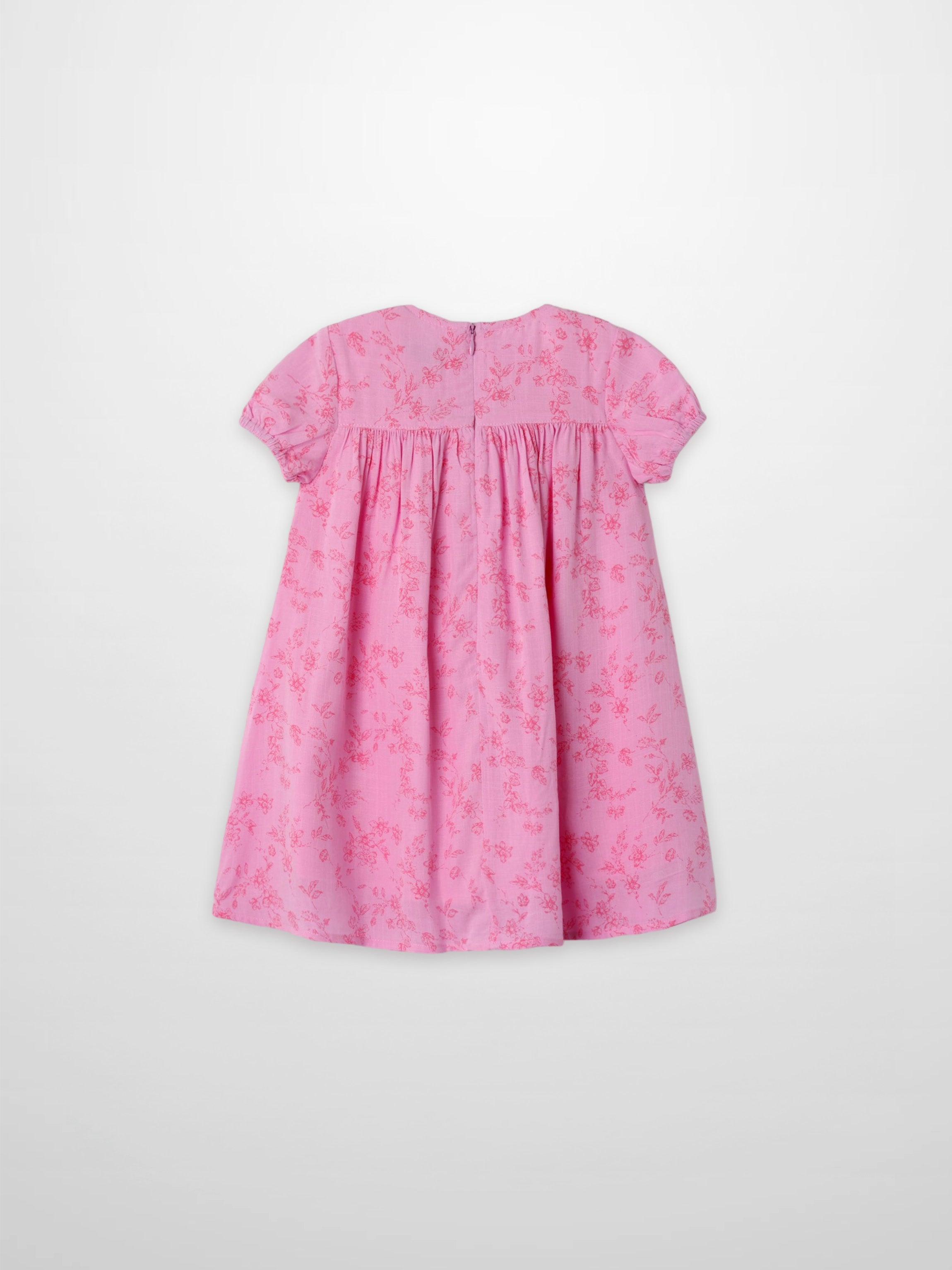 Pink Flower Dress - Short Sleeve by Adee; girls dressy floral print dress.