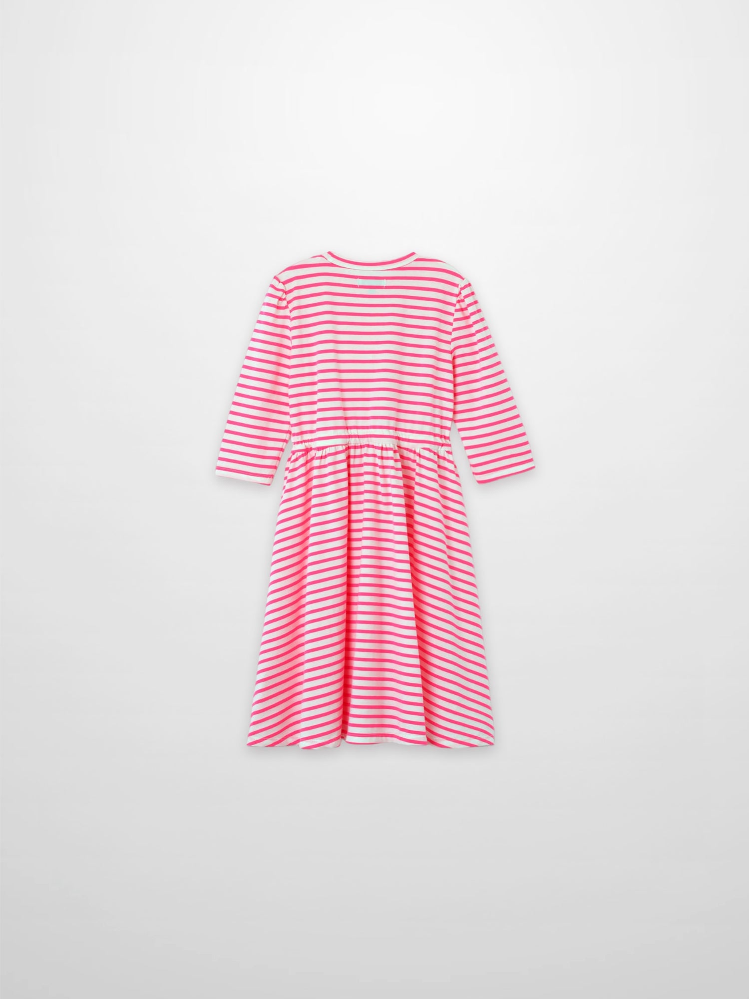 Neon Pink Striped Dress for Girls by Adee, with 3/4 sleeves and knee-length