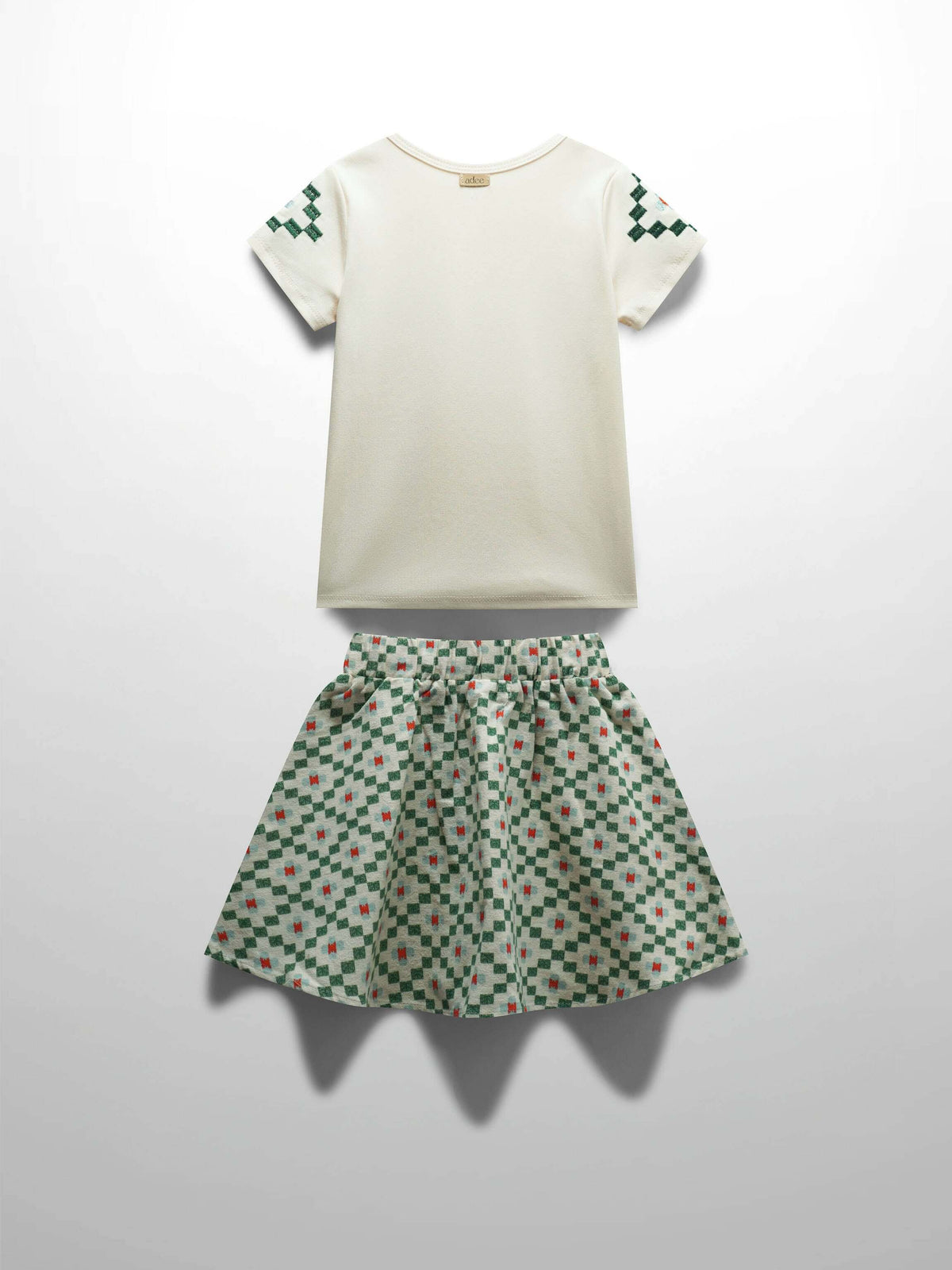 Girls green diamond skirt set