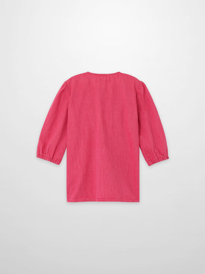 3/4 Sleeve Henley - bright pink denim girls top by Adee