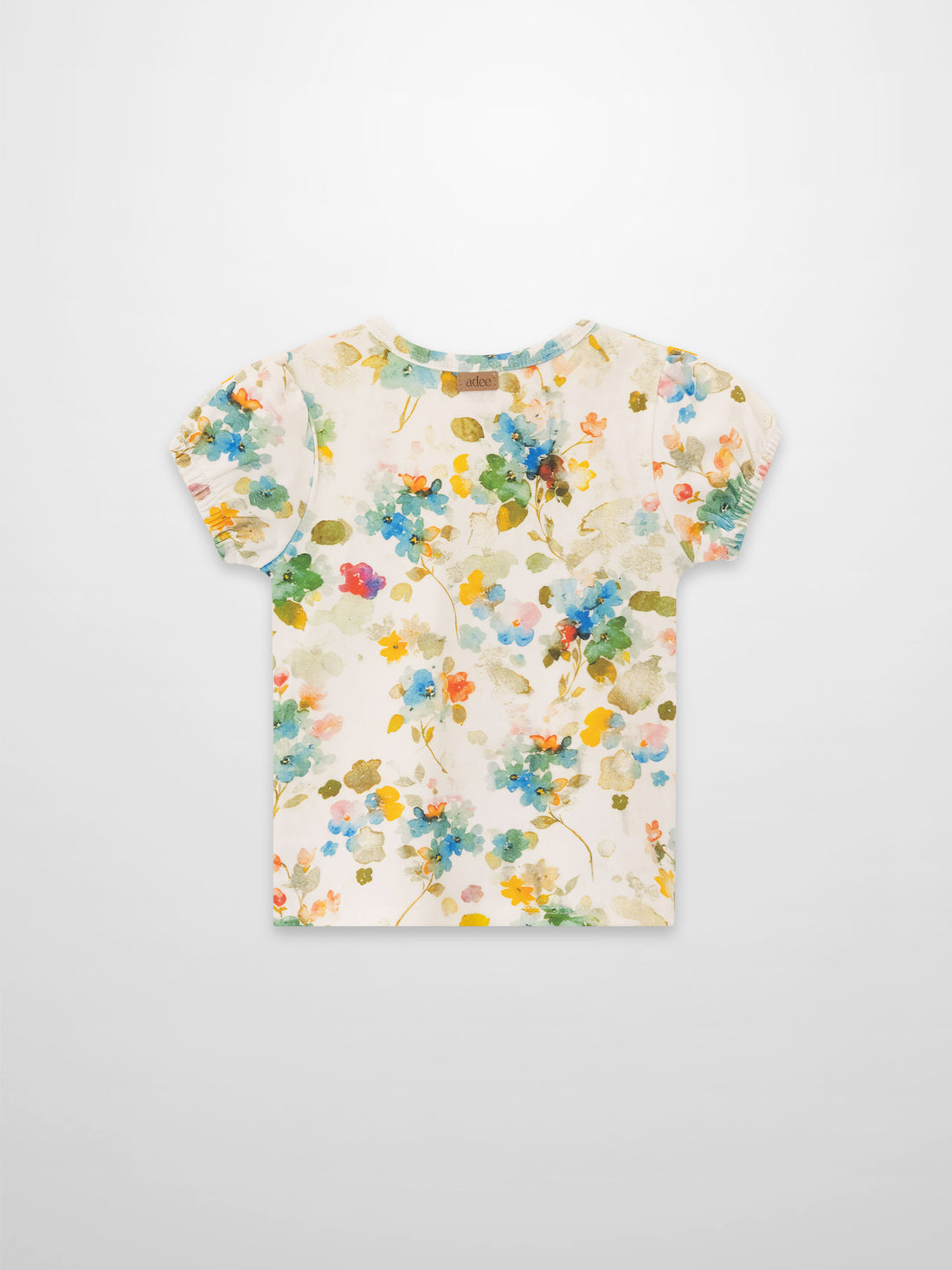 Pastel Flower Short Puff Sleeve T-shirt
