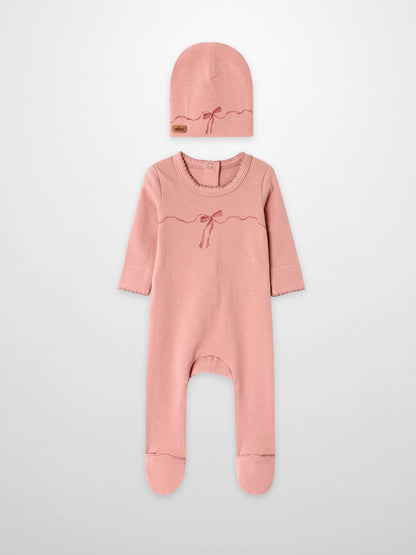 Pink Bow Stretchy with Lace 2-piece girls&