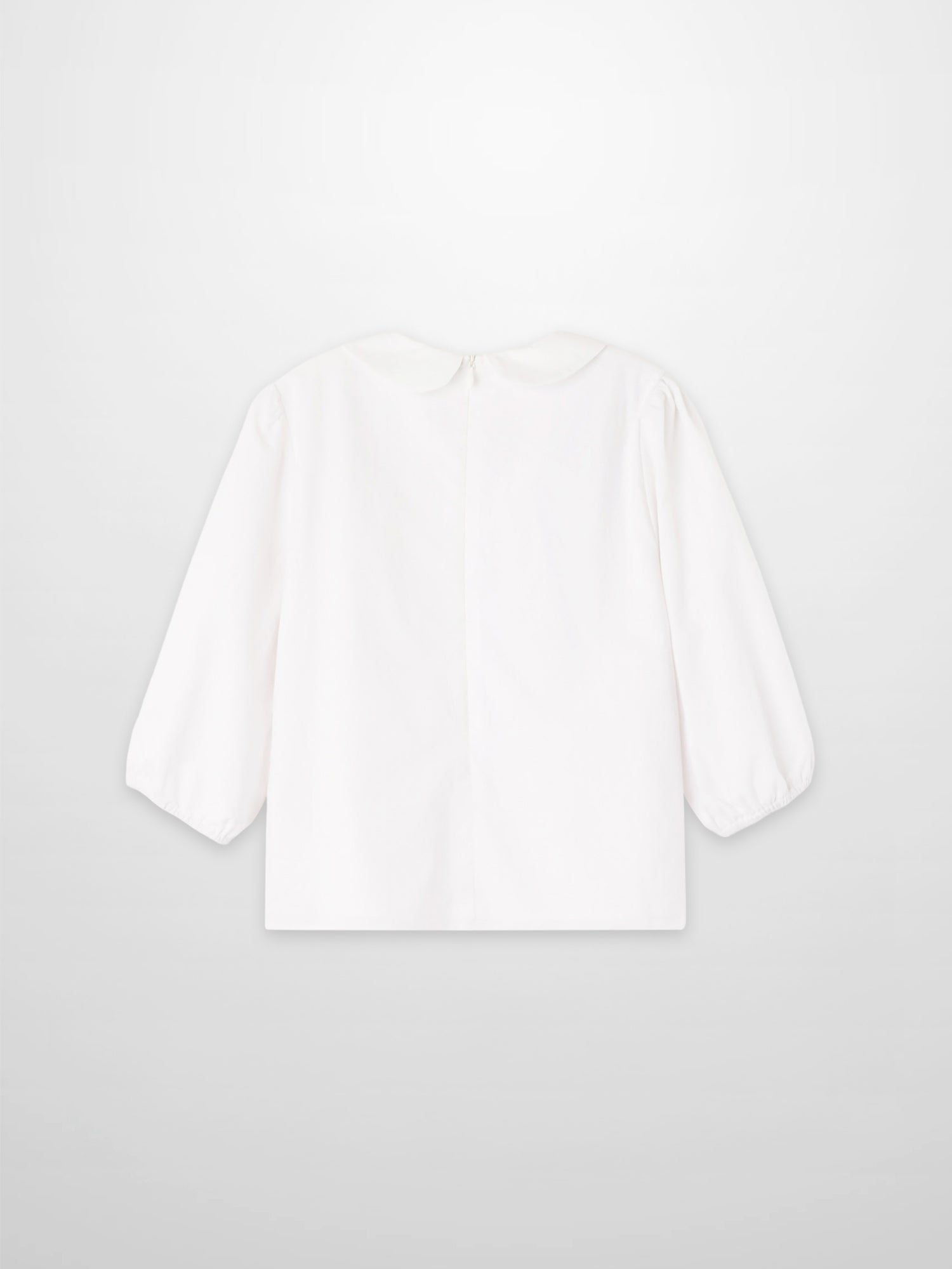 Embroidered Flower Shirt for girls, white dressy T-shirt with long puff sleeves by Adee.