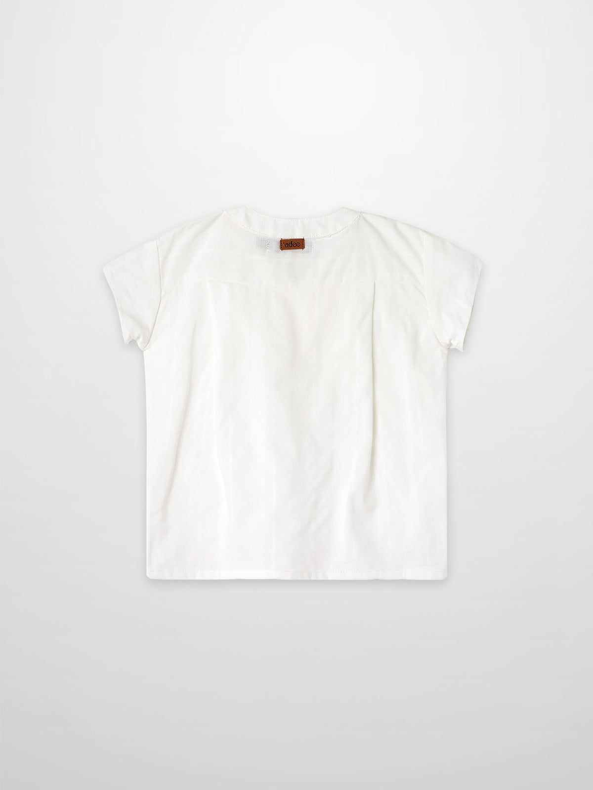 Textured white cotton shirt for boys by Adee; dressy top.
