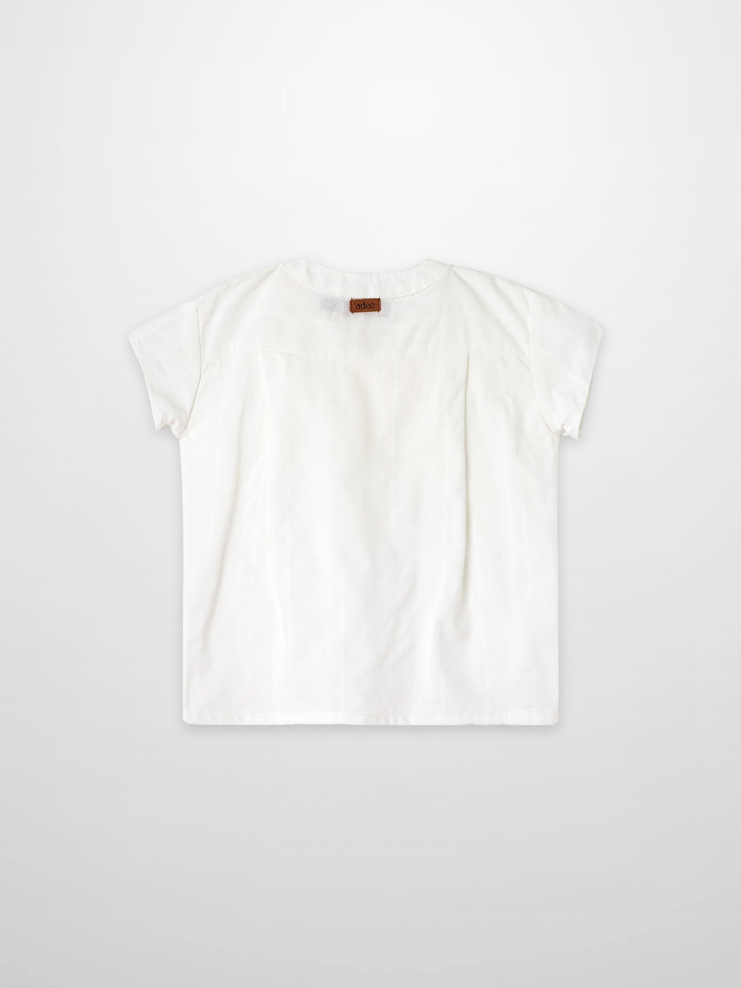 Textured white cotton shirt for boys by Adee; dressy top.