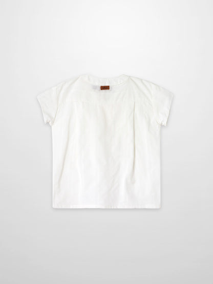 Textured white cotton shirt for boys by Adee; dressy top.