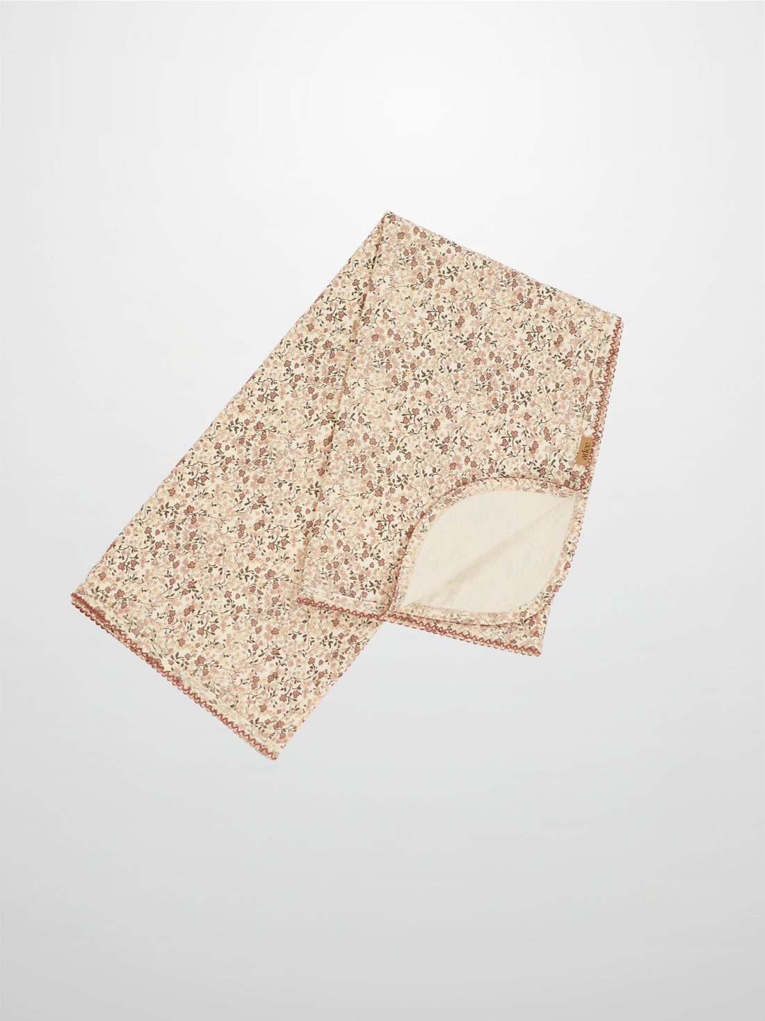 Purple flower swaddle blanket with lace edge by Adee, pastel pink and purple floral receiving blanket