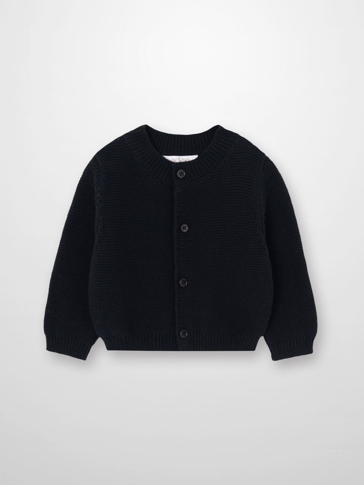 Knit cardigan by Adee, black, button-front, unisex dressy top