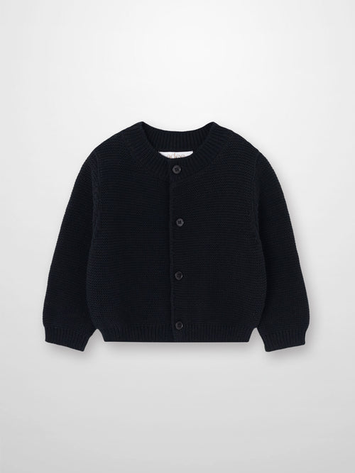 Knit cardigan by Adee, black, button-front, unisex dressy top