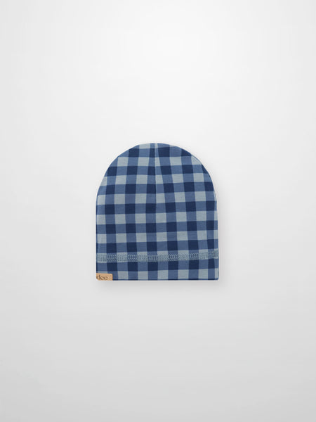 Baby Boy's Blue Gingham Checkered Beanie – Adee