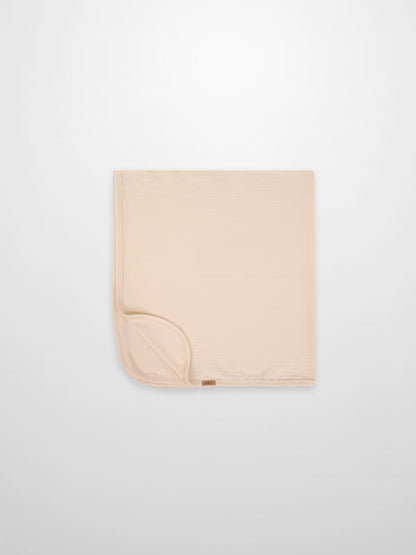 Thin Ribbed Blanket - Cream by Adee; unisex blanket with ribbed texture