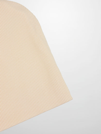 Thin Ribbed Beanie - Tan, unisex knit hat in ribbed fabric.
