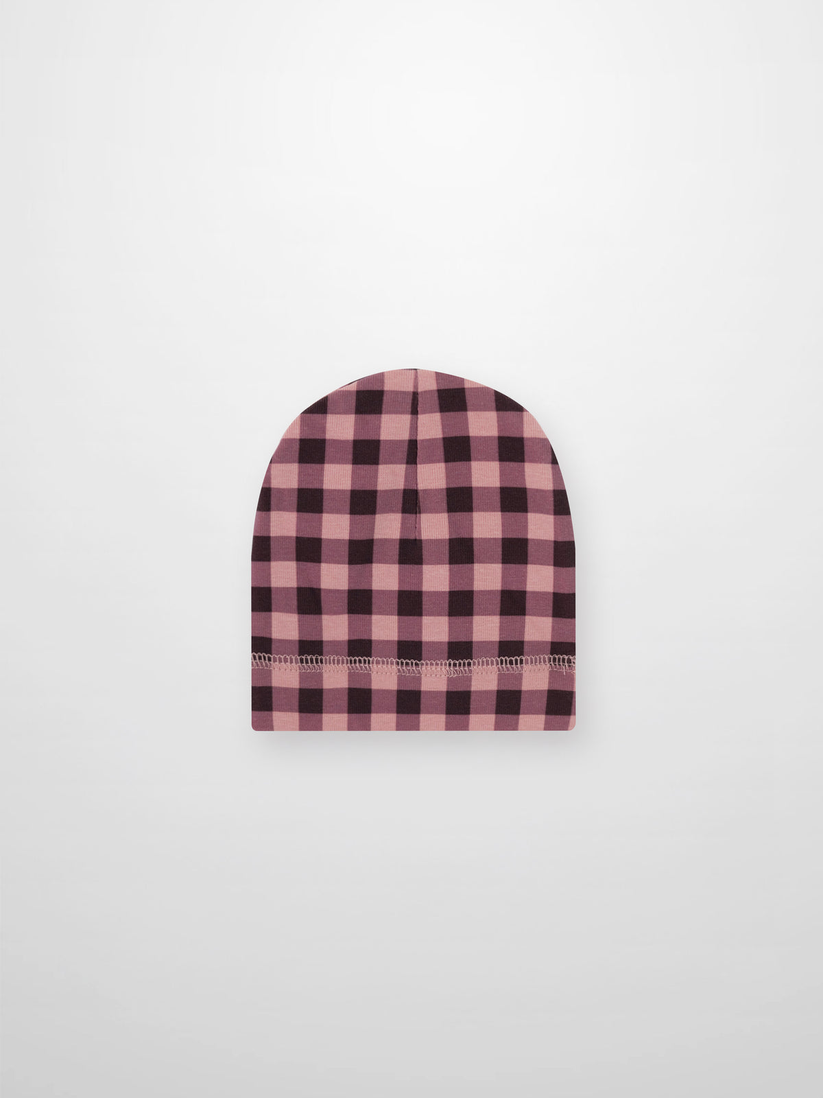 Pink Gingham Beanie for girls with pink and red checks