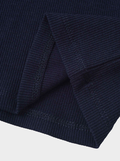 Ribbed Legging Set with Hood - Navy