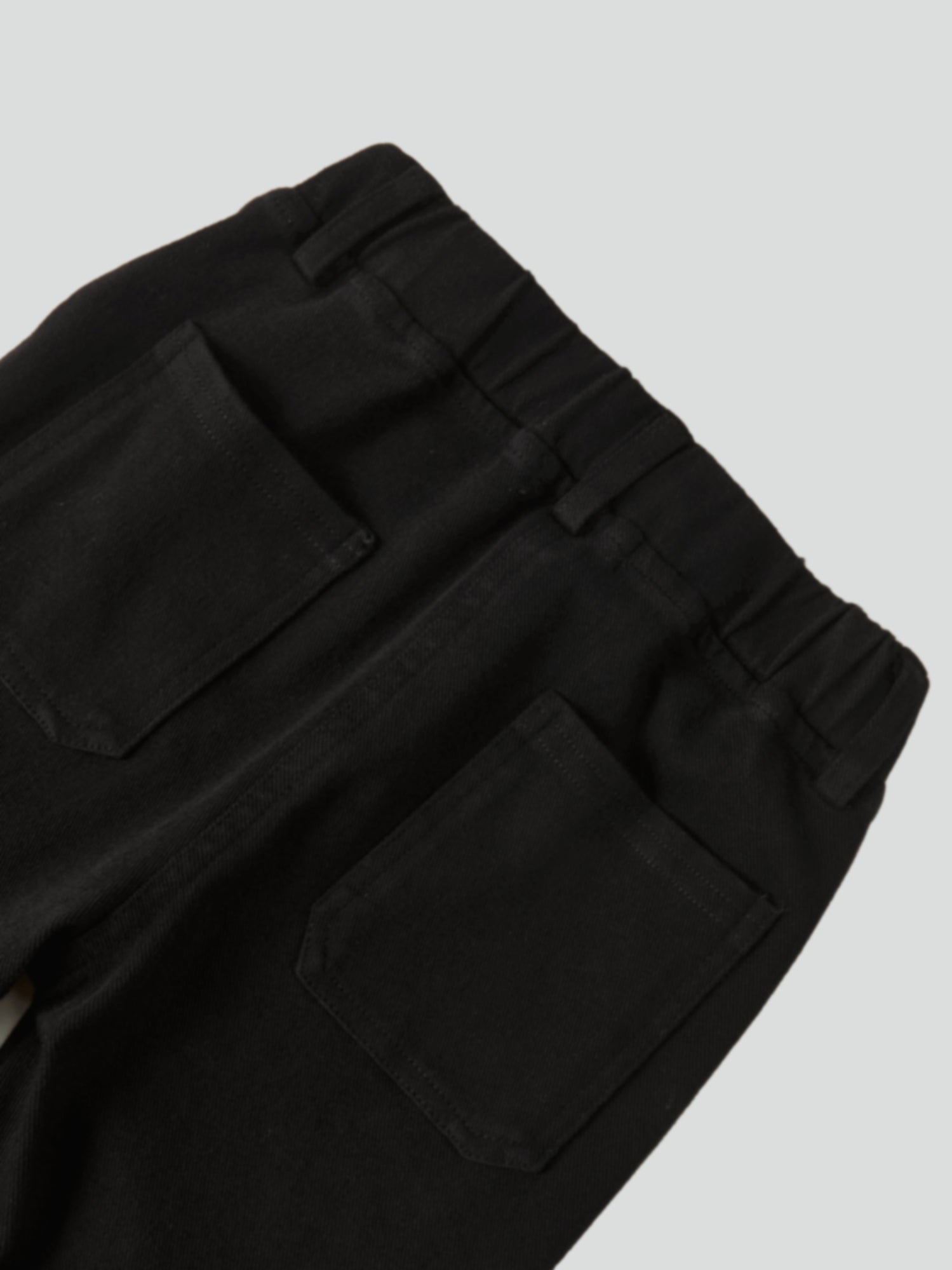 Stretch Pants by Adee for boys, black stretch fabric with elastic waistband and back pockets
