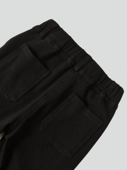 Stretch Pants by Adee for boys, black stretch fabric with elastic waistband and back pockets