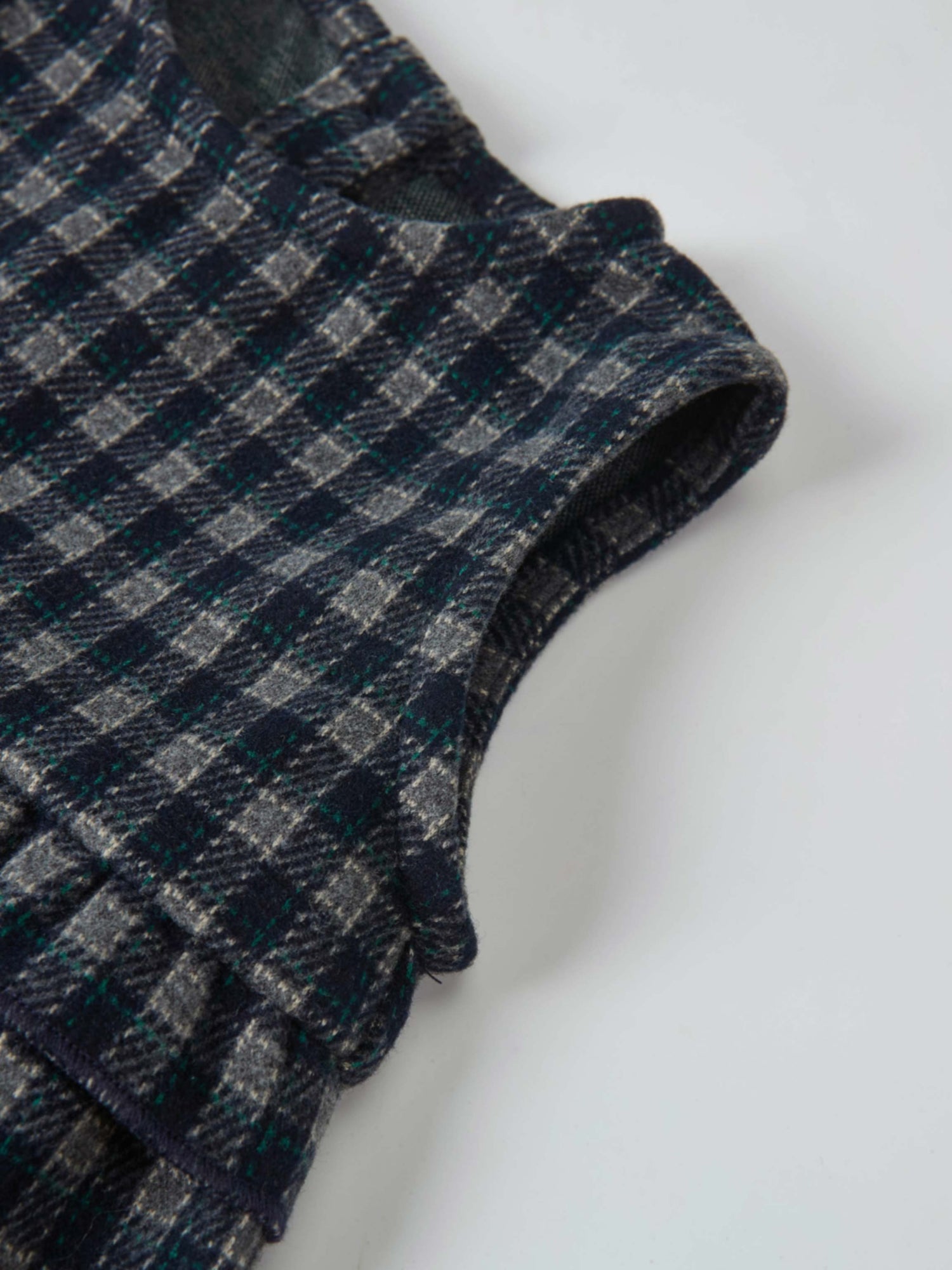Plaid Overalls with Ruffles - Navy by Adee; girls dressy overalls