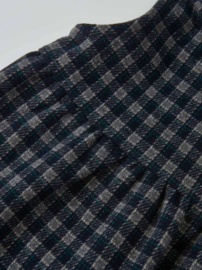 Plaid Overalls - Navy for boys by Adee; dressy plaid fabric in navy with grey and green checks
