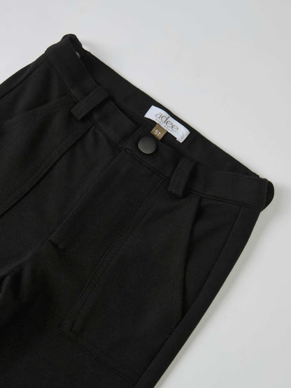 Adee boys dress pants in black with belt loops, front pockets, and a metal button; size 5T.