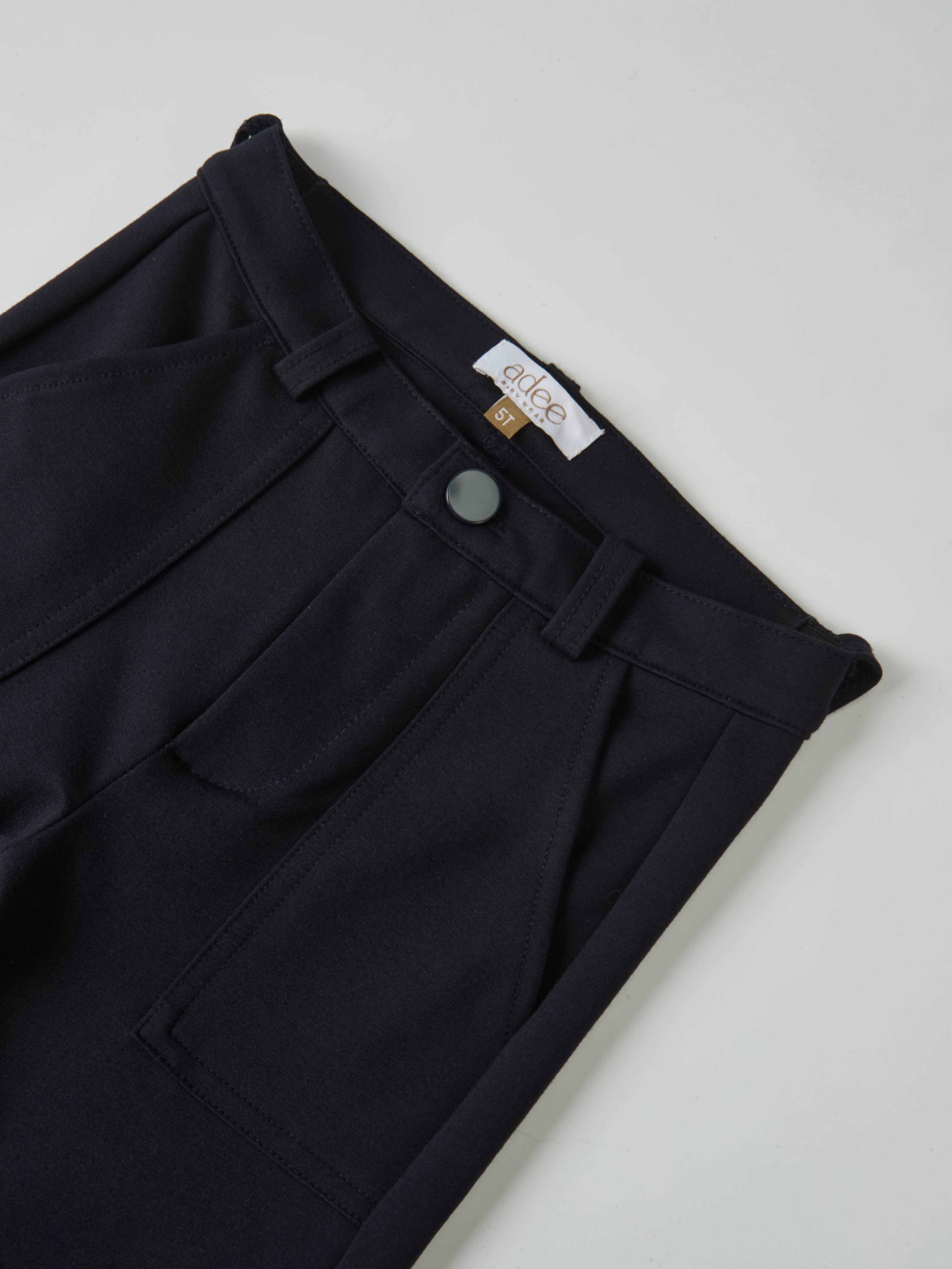 Dress pants navy, Adee brand, boys dressy bottoms with belt loops and front pockets