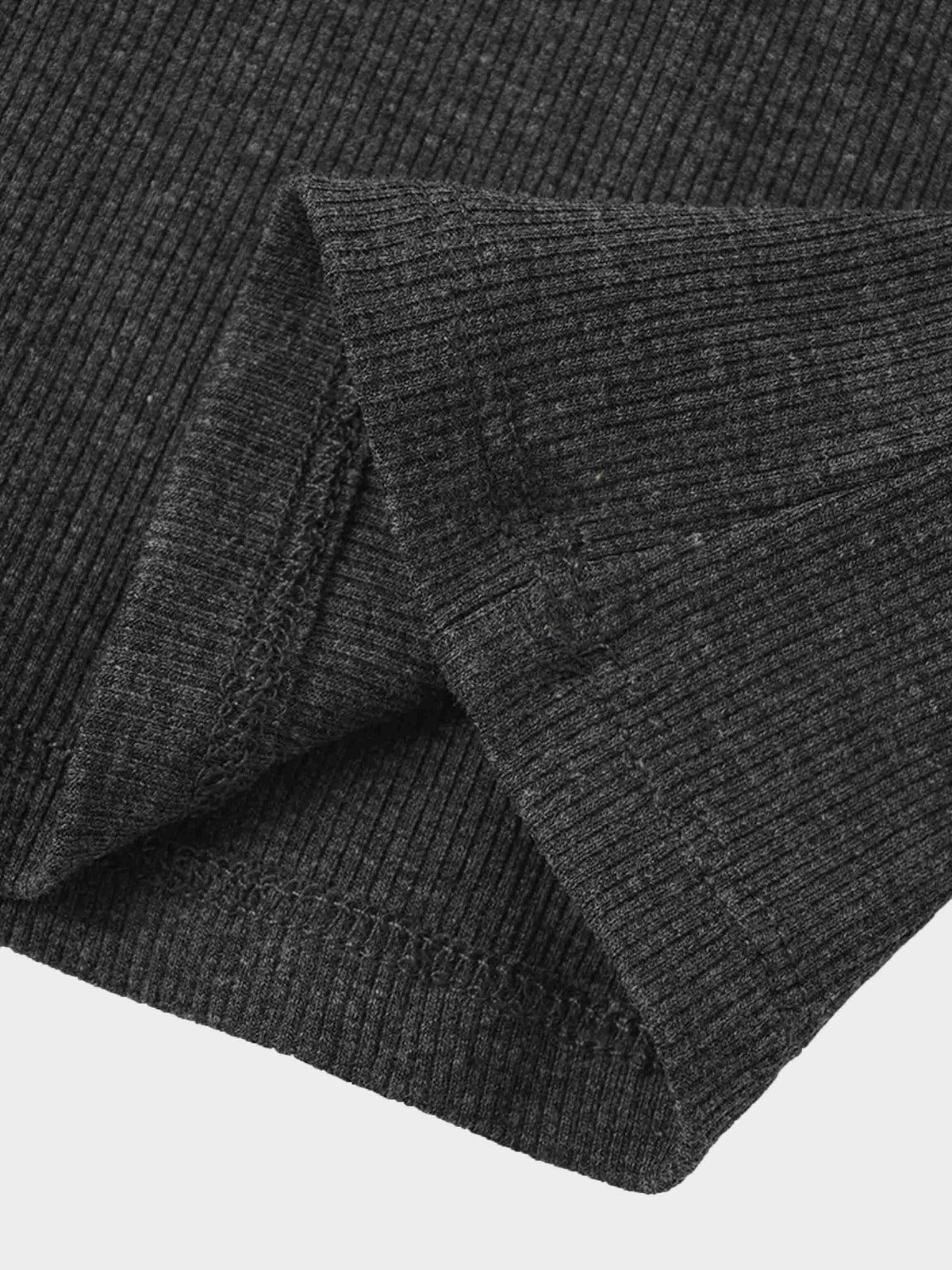 Grey ribbed knit fabric from a baby and toddler hoodie leggings set, showcasing soft breathable material.