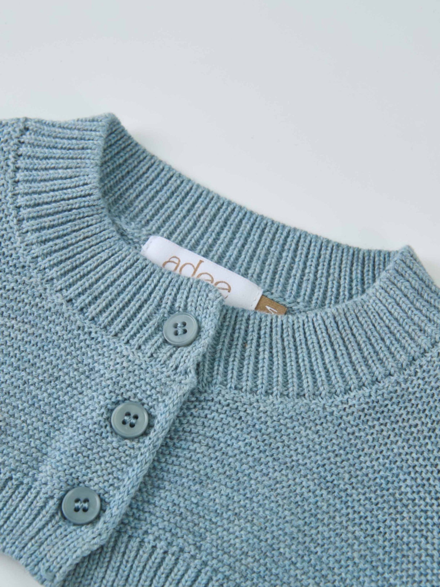 Cropped Cardigan Slate Blue by Adee; boys dressy knit top with button placket