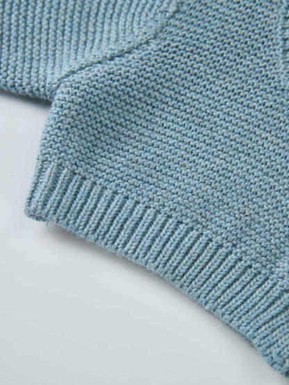 Cropped cardigan for boys in slate blue by Adee, a dressy knit top