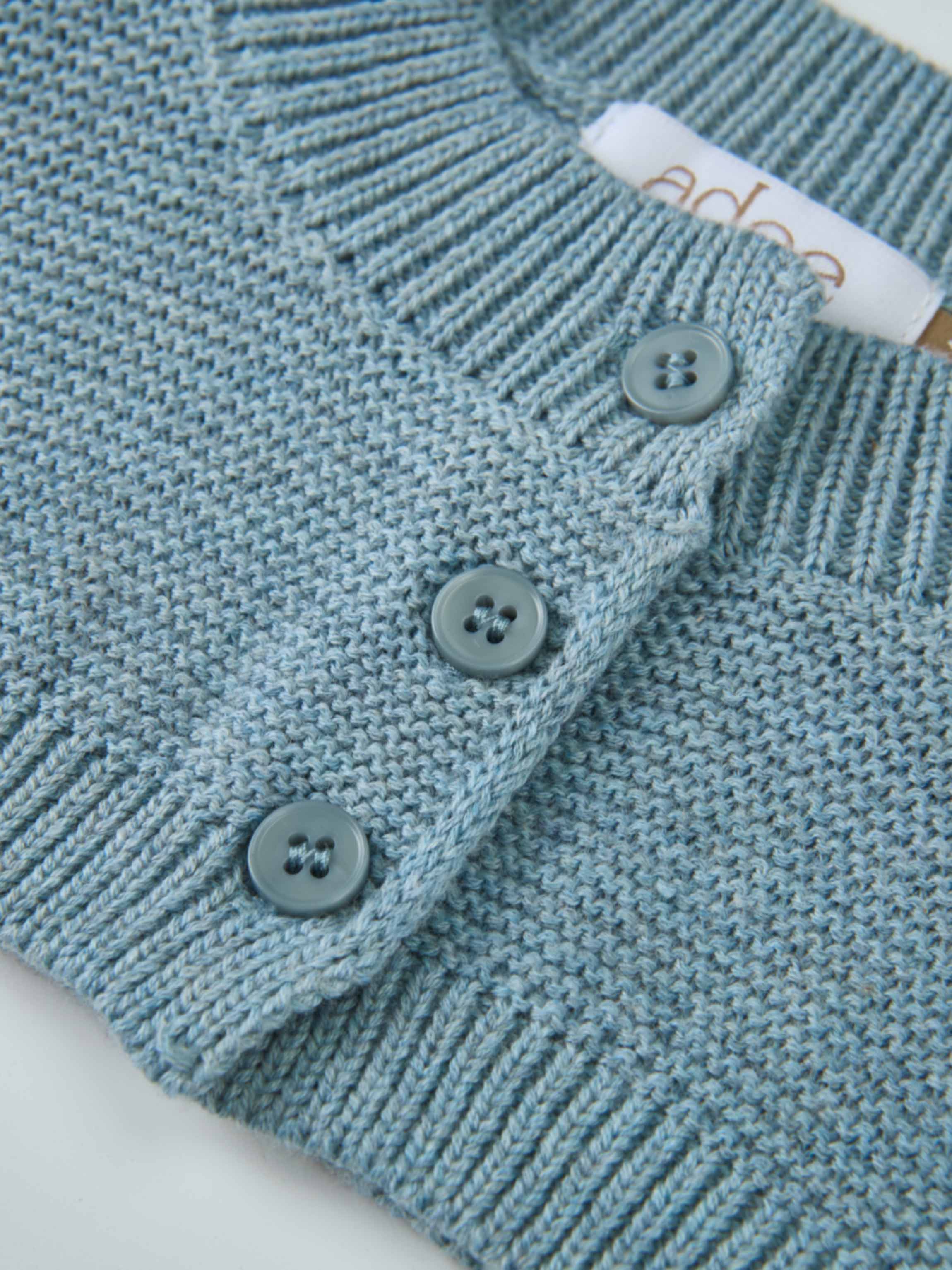 Cropped Cardigan for boys in slate blue by Adee, knit dressy top with button details