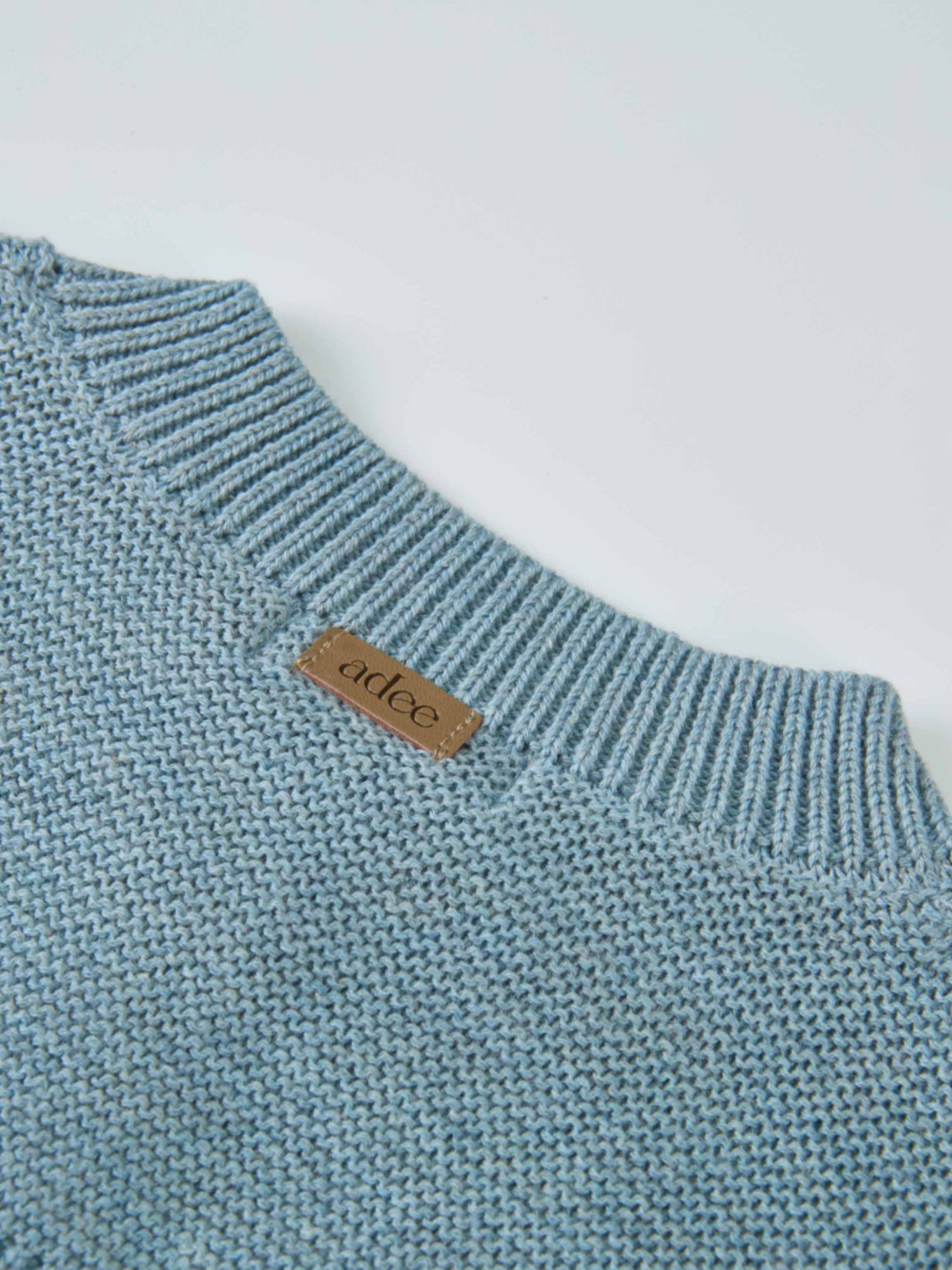 Cropped Cardigan by Adee for boys in slate blue knit, dressy top