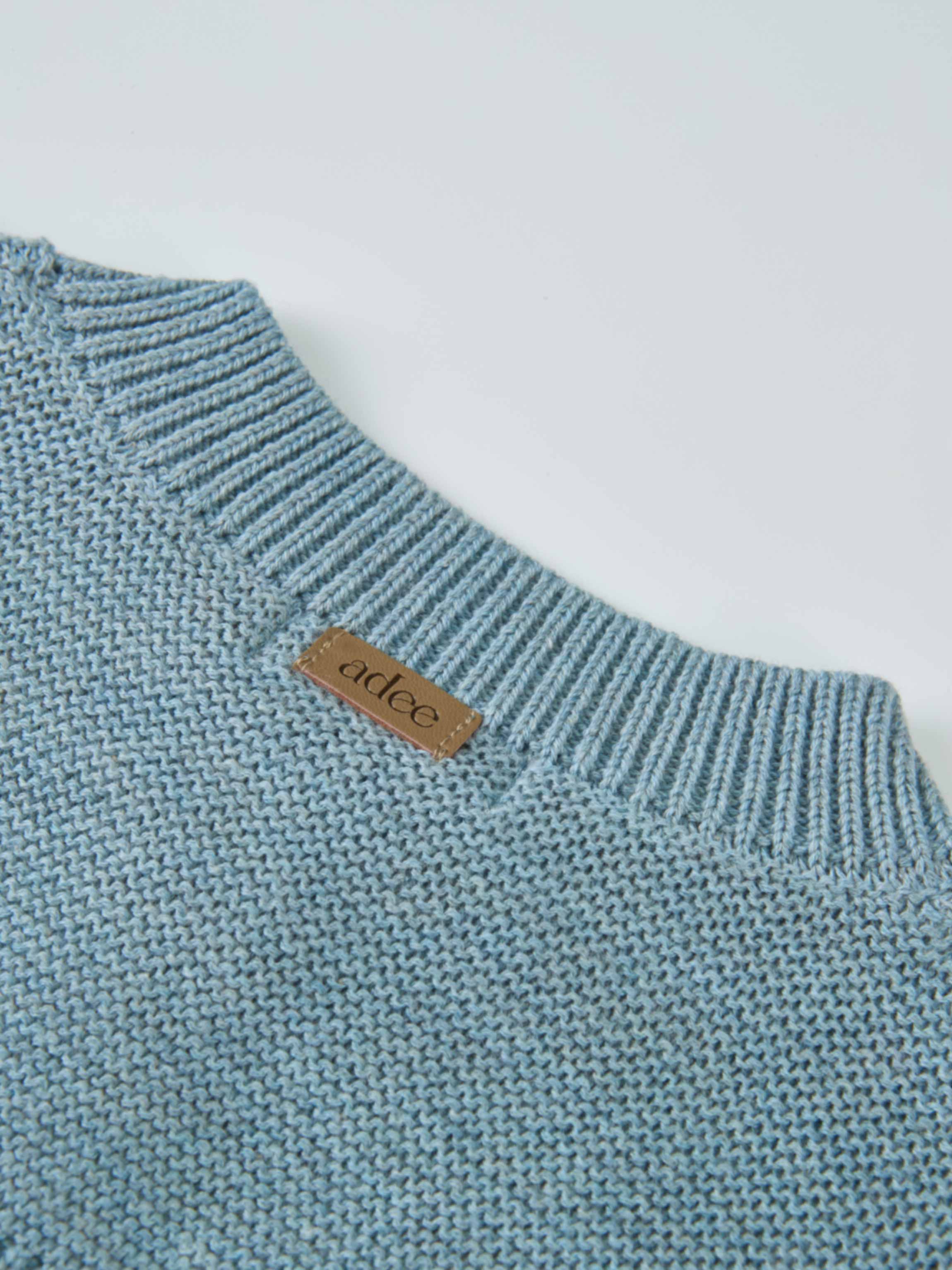 Cropped Cardigan by Adee for boys in slate blue knit, dressy top