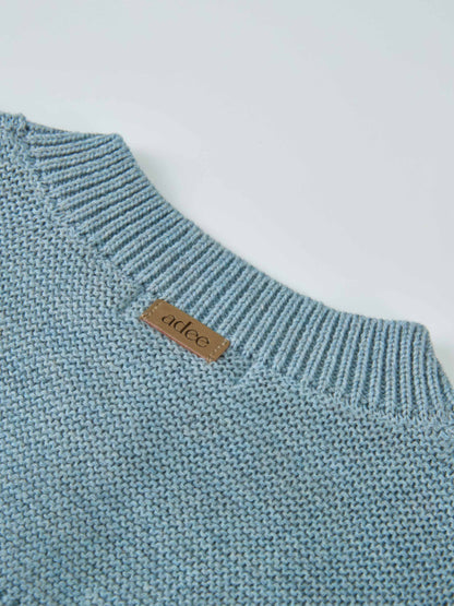 Cropped Cardigan by Adee for boys in slate blue knit, dressy top