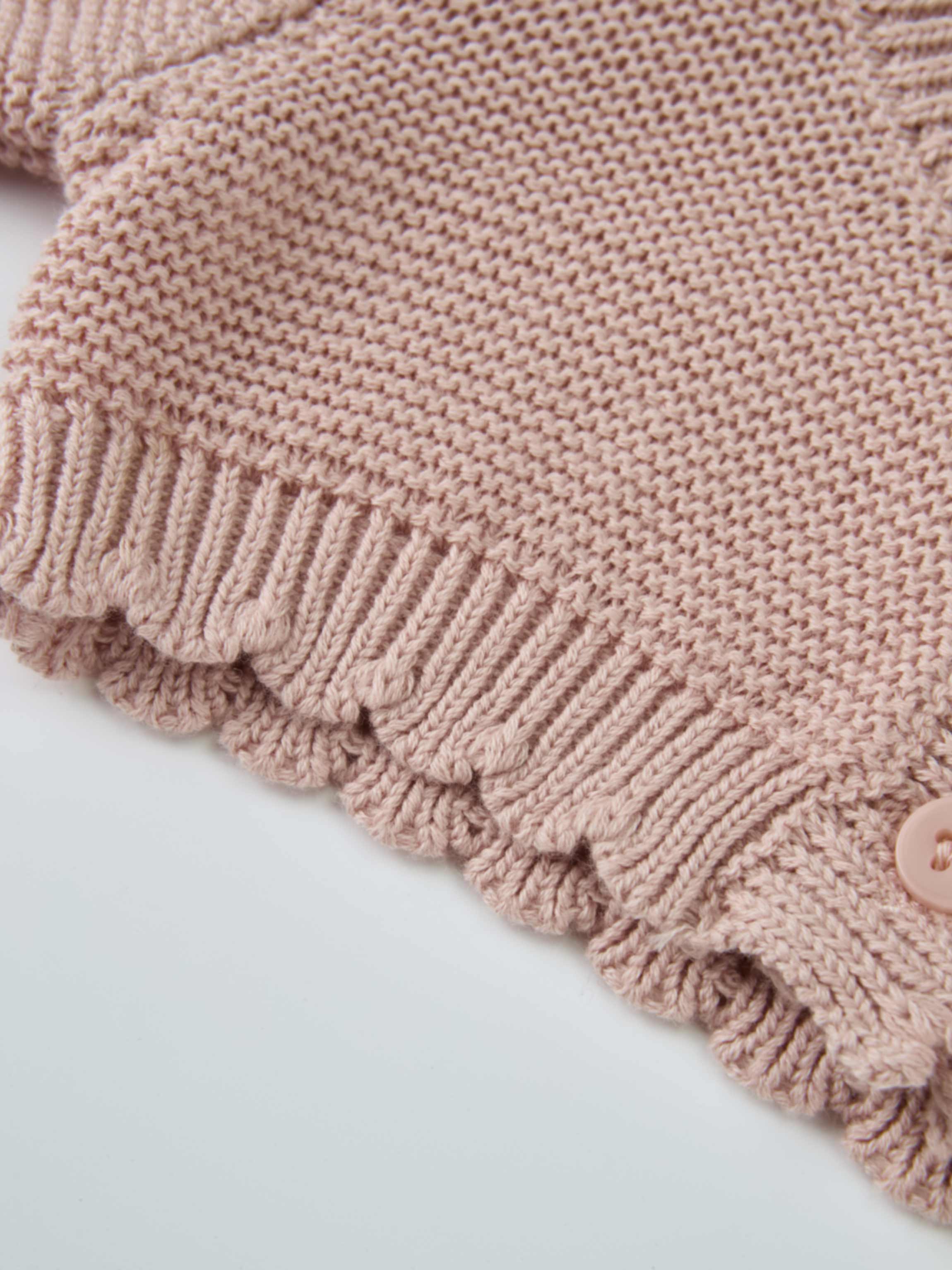 Adee cropped cardigan with scalloped trim in light pink knit, girls&