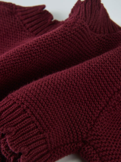 Cropped cardigan by Adee in burgundy knit fabric, unisex dressy top