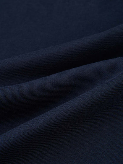 Denim Cherry Collar Dress fabric swatch in dark blue denim