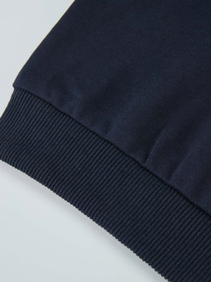 Denim Cherry Collar Sweatshirt navy blue with ribbed cuff