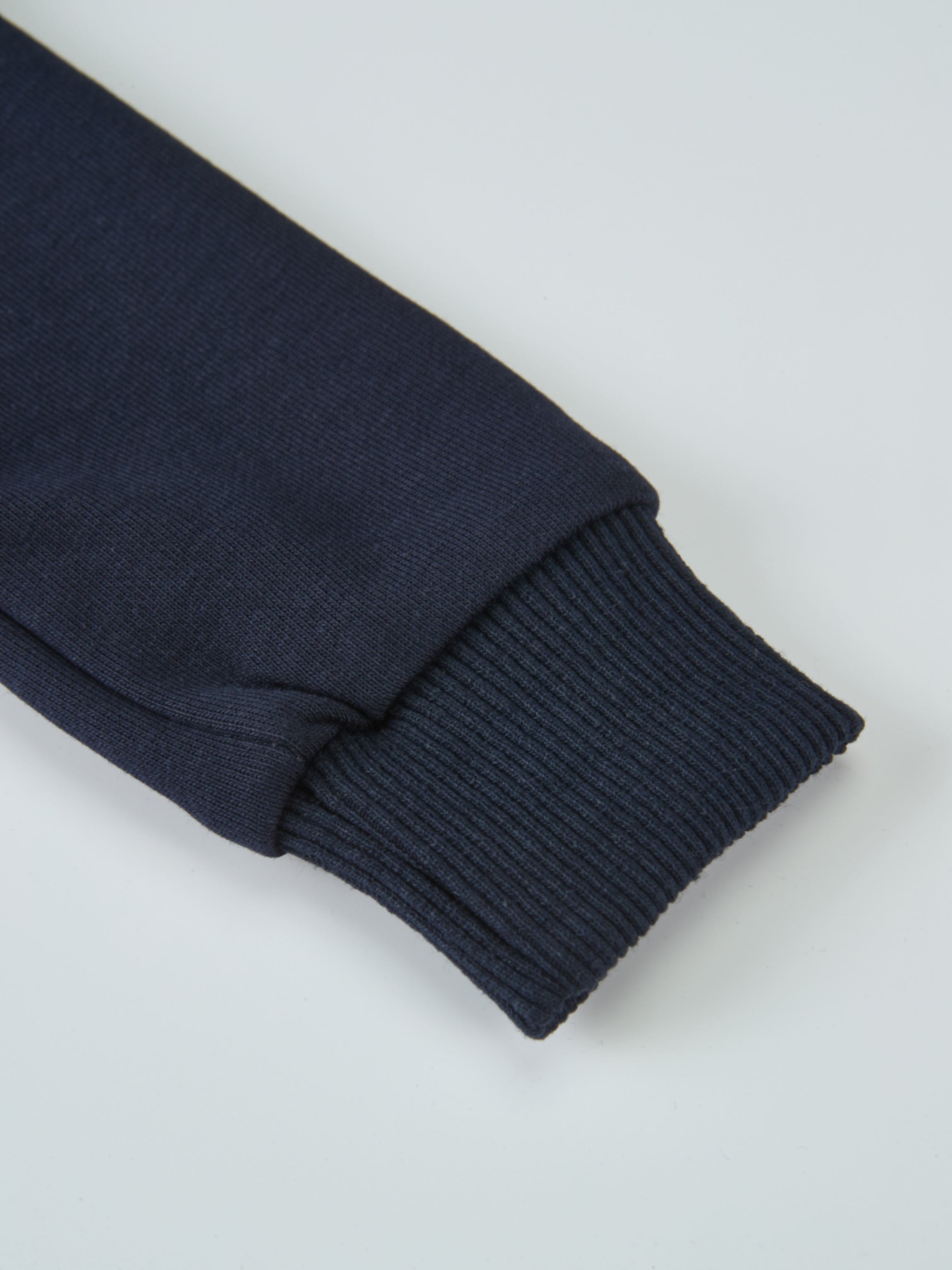 Denim Cherry Collar Sweatshirt for girls navy ribbed sleeve cuff