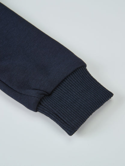 Denim Cherry Collar Sweatshirt for girls navy ribbed sleeve cuff