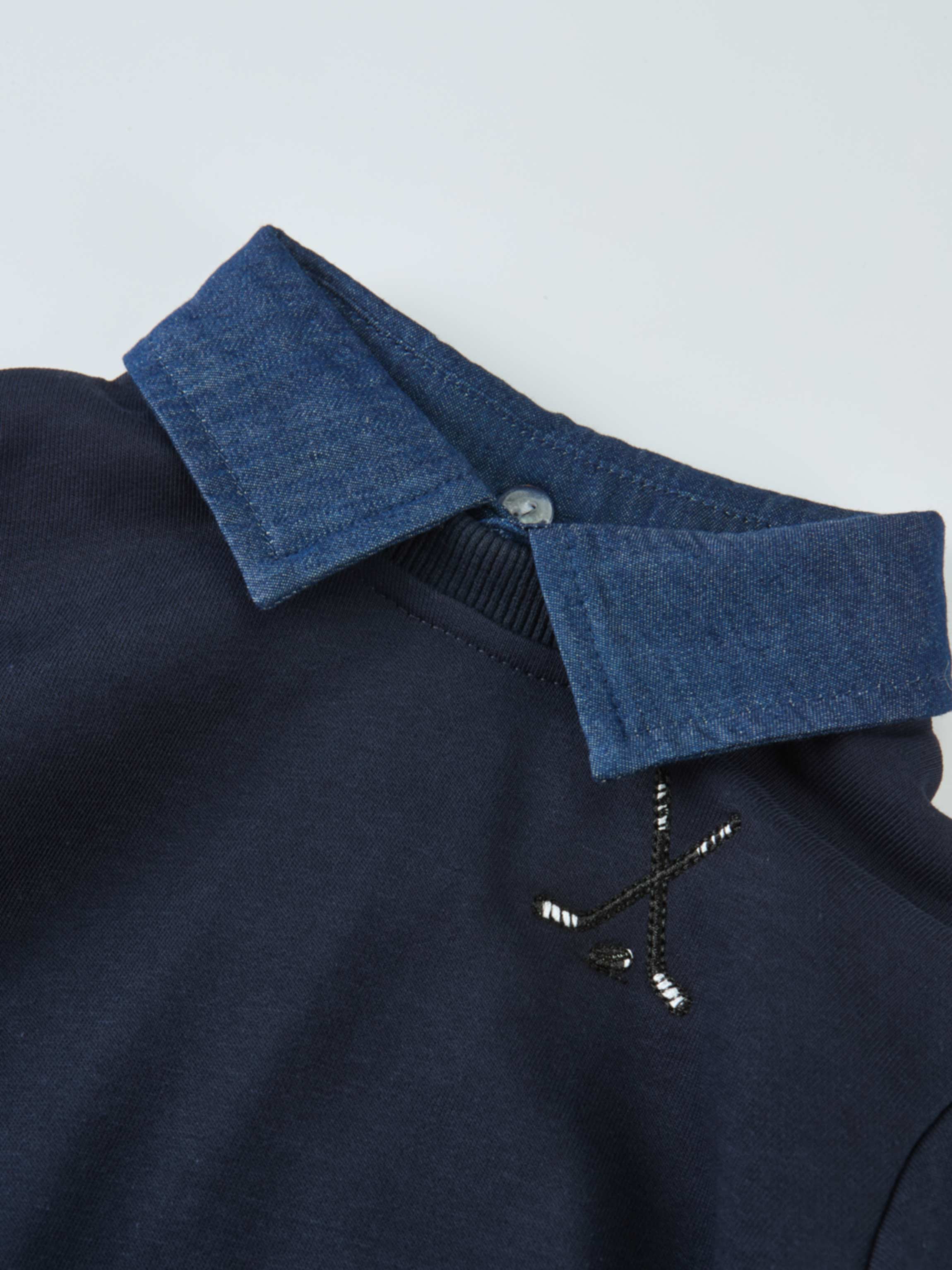 Denim Collar Sweatshirt for boys, navy body with blue denim collar