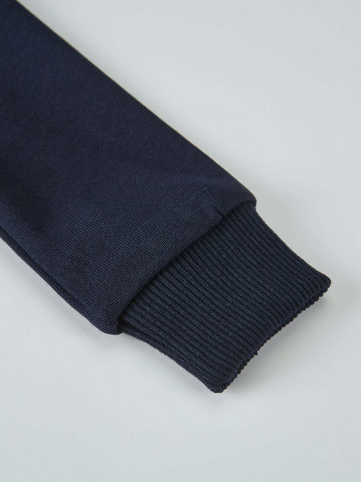 Denim Collar Sweatshirt for boys by Adee; dark blue denim with navy rib-knit cuffs.