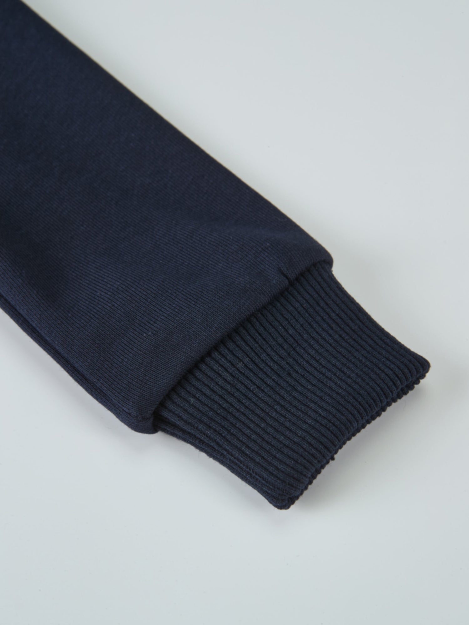 Denim Collar Sweatshirt for boys by Adee; dark blue denim with navy rib-knit cuffs.
