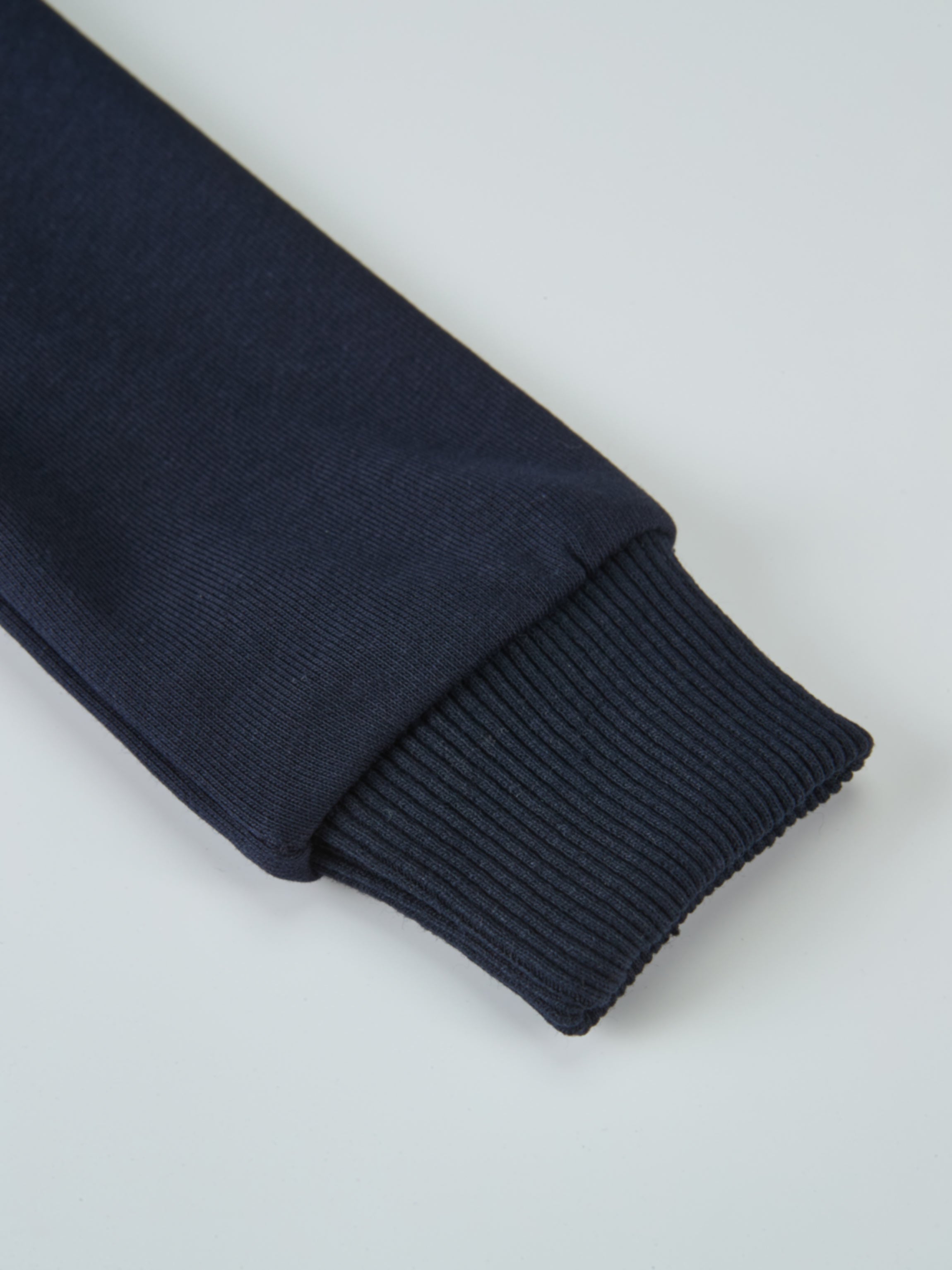 Denim Collar Sweatshirt for boys by Adee; dark blue denim with navy rib-knit cuffs.