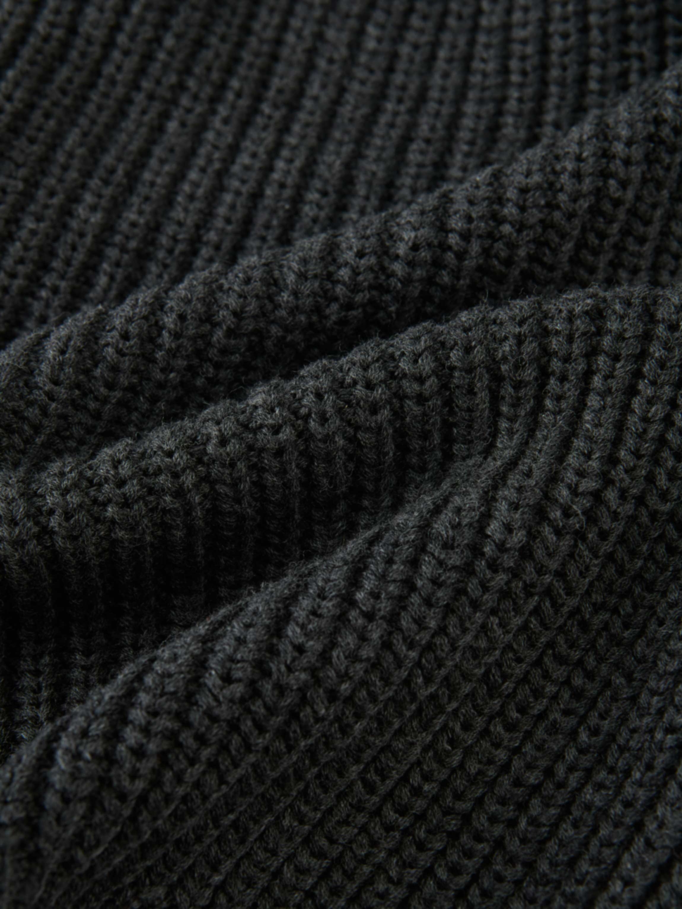Knit Girl Sweater - Grey, ribbed knit fabric close-up