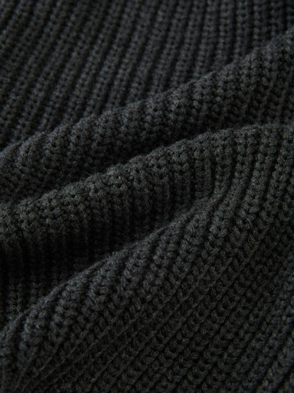 Knit Girl Sweater - Grey, ribbed knit fabric close-up