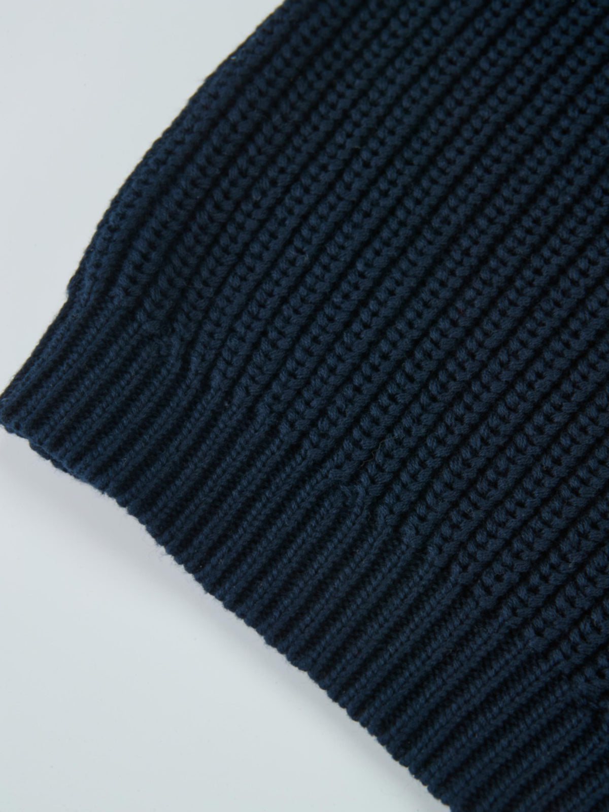Knit Horse Sweater navy knit fabric close-up showing dense ribbed texture; unisex top for layering for everyday wear.