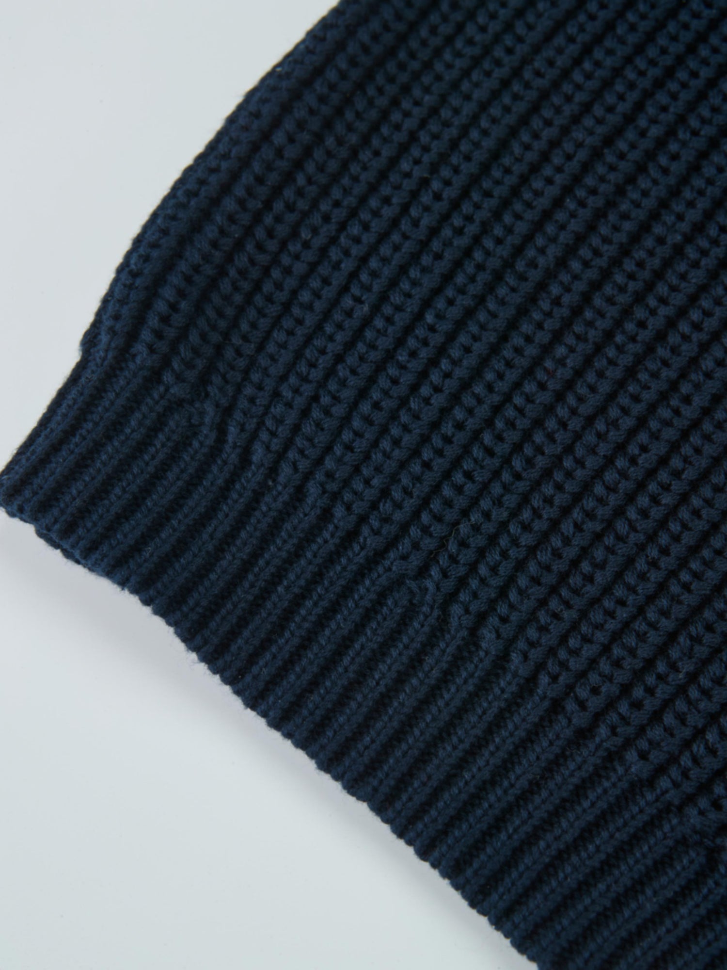 Knit Horse Sweater navy knit fabric close-up showing dense ribbed texture; unisex top for layering for everyday wear.