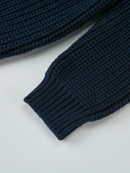 Knit Horse Sweater navy, unisex top in rib-knit fabric