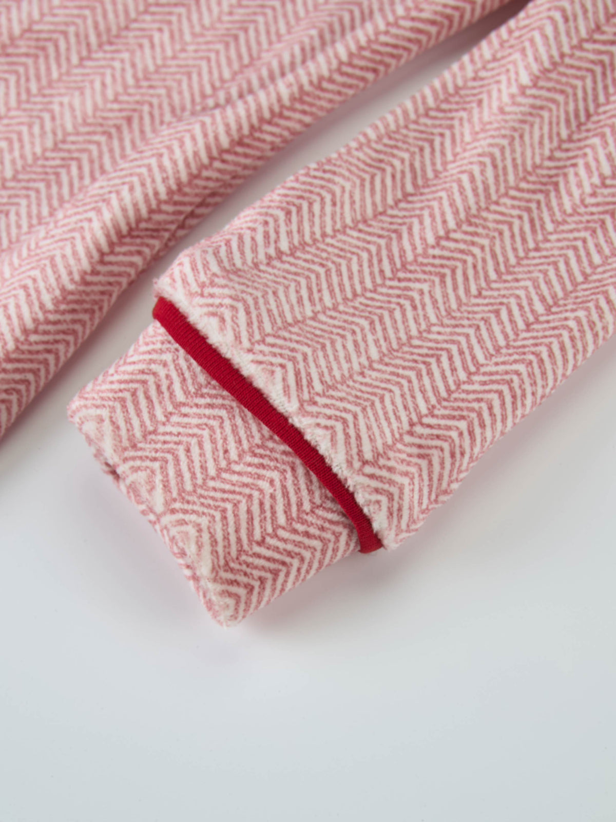Girls Herringbone Pajamas by Adee in pink-red with red piping
