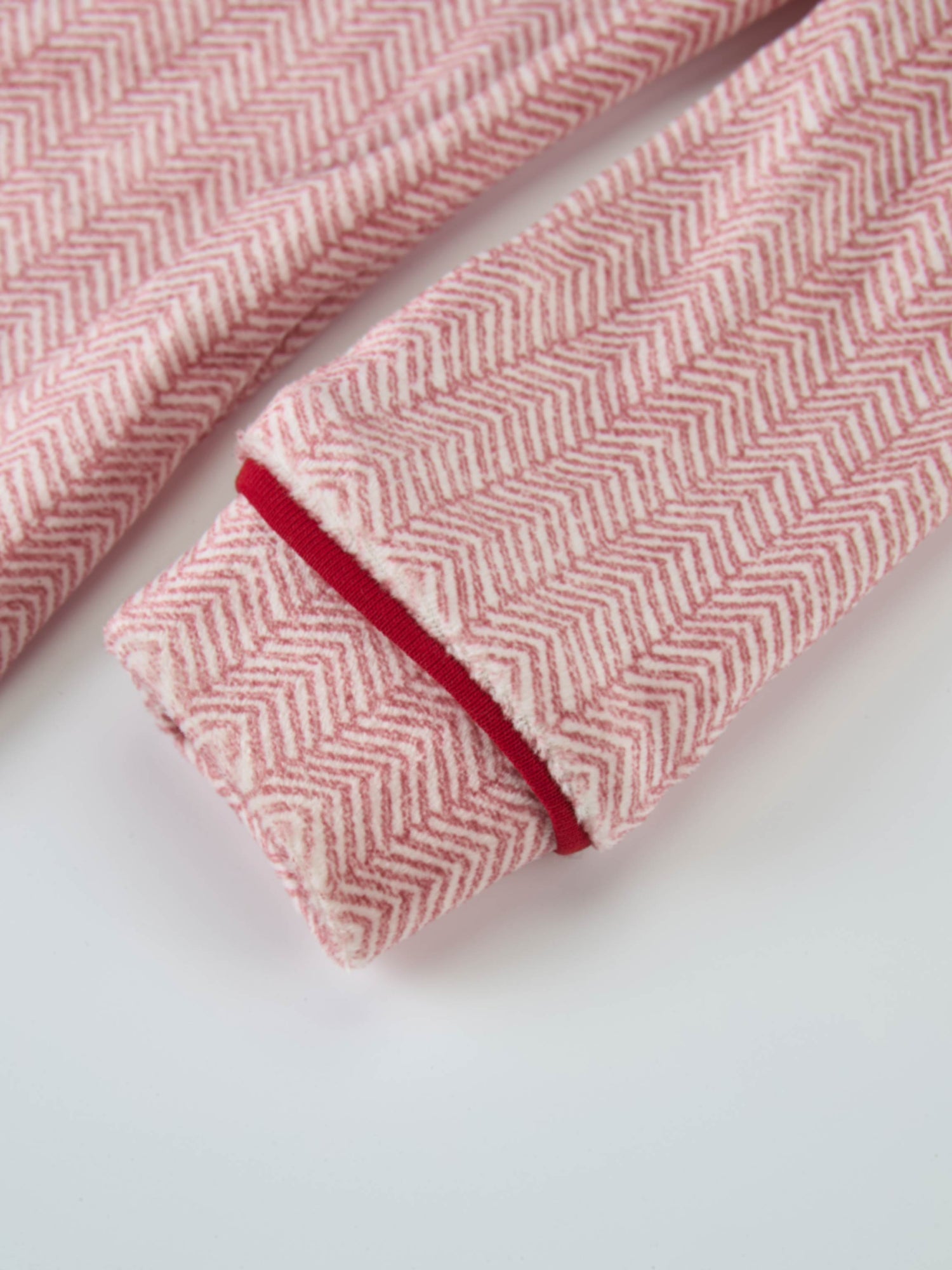Girls Herringbone Pajamas by Adee in pink-red with red piping