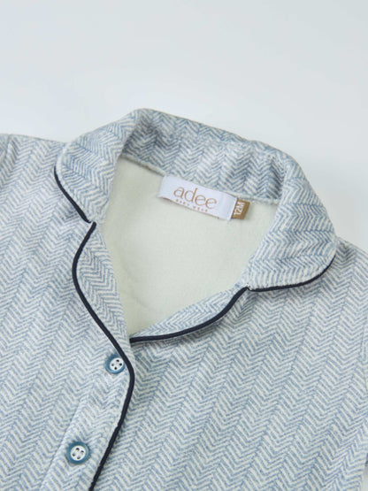 Herringbone Pajamas - Blue for boys, Adee brand with navy piping, size 12M